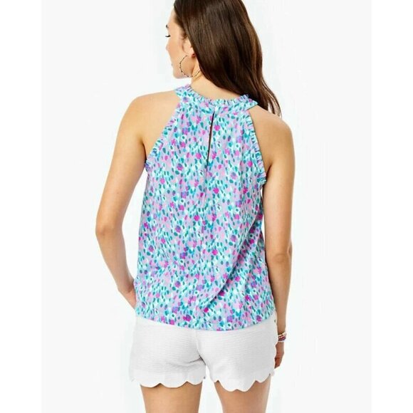 Lilly Pulitzer Jerrica Blouse Top Halter Ruffle Printed S - Picture 4 of 8